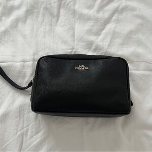 Coach Black Leather Cosmetic Bag